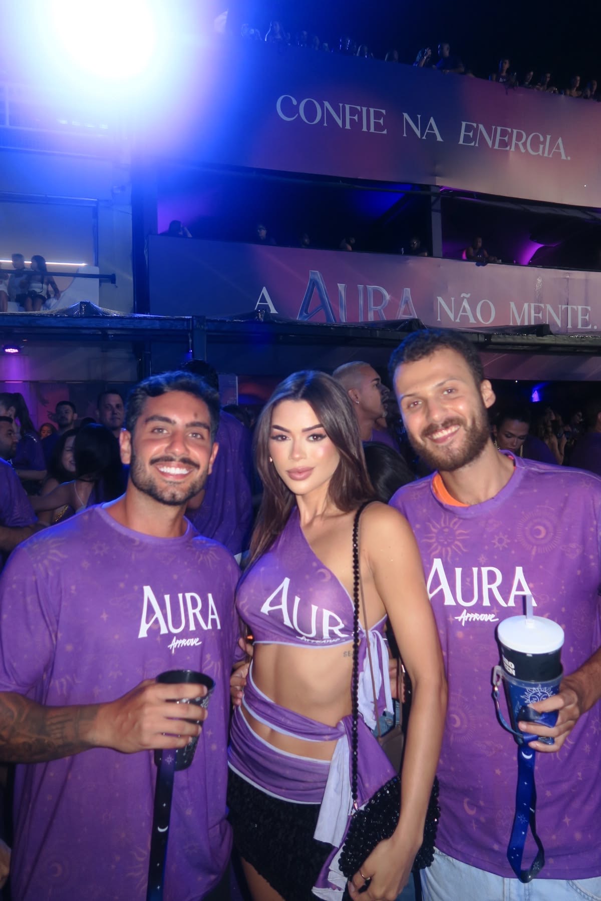 Guests wearing an official event shirt and a shirt customised as a wrap top